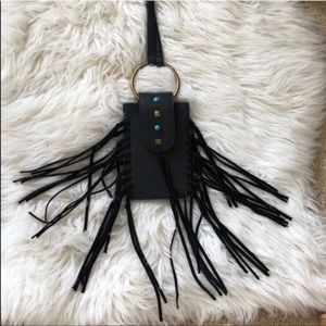 Black Studded Boho Fringe Bag